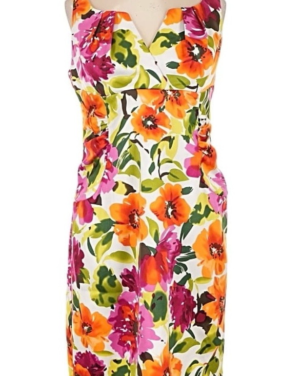 Ronni Nicole Dresses & Skirts - Ronni Nicole Cream Dress with Yellow and Pink Accents size 12